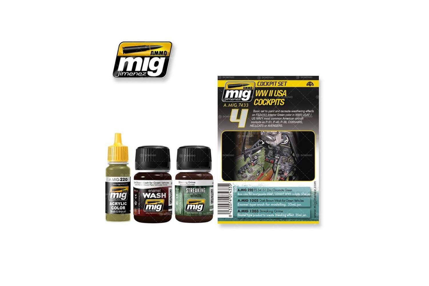 Amazon.com: WWII USA Cockpits Paint and Weathering Set Ammo of Mig